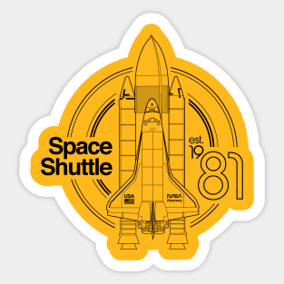 Space Shuttle Retro Black Outline Sticker